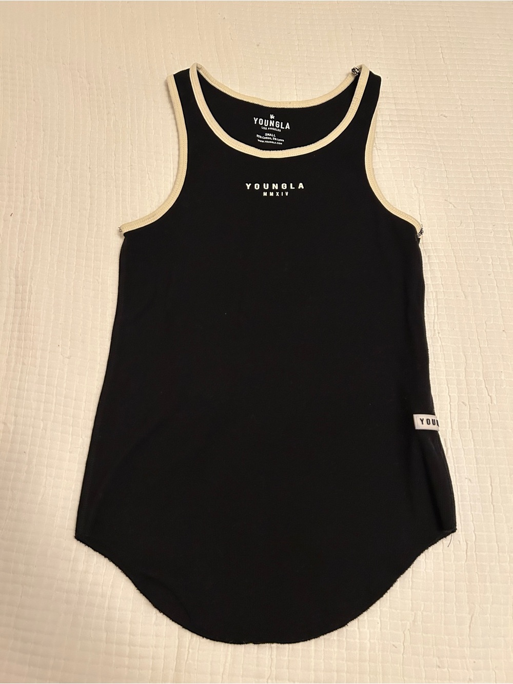 YoungLA Rocket Ribbed Jersey Tank Black Large Gently Preloved Summer Beach Gym